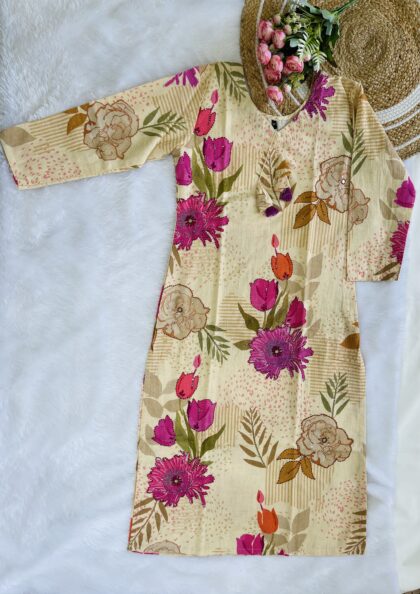 AV09- Premium Khadi Cotton Hand Embroidery Straight Cut Kurta