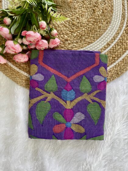 AV30- Hand Woven Jamdani Cotton Unstiched Top (Kurti) Materials