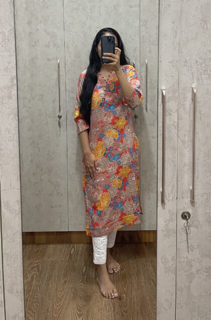 AV54- Pure Cotton Straight Cut Designer Kurta