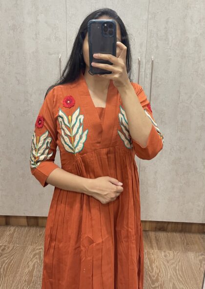 Tripura - Mul Cotton Dress With Cotton Lining and Embroidery Patch Work