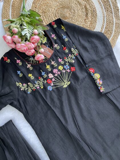 AV68-  Vatican Fabric Hand Embroidery 2Pc Kurta & Pant Set