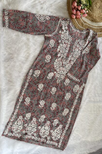 AV72- Pure Mul Cotton Chikankari Straight Cut Kurta