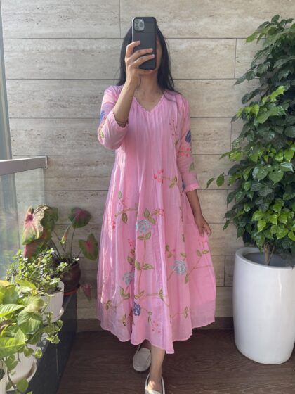 Ayra - Mul Cotton Pannel Dress With Cotton Lining and Embroidery Patch Work