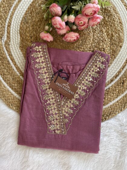 AV105- Premium Party Wear Dola Silk Straight Cut Long Kurta With Lining