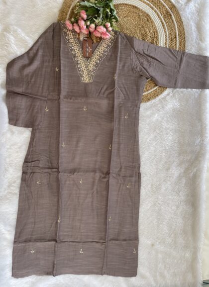 AV106- Premium Party Wear Dola Silk Straight Cut Long Kurta With Lining