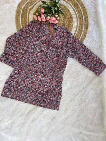 AV116-Pure Cotton Ajrakh Printed Short Kurti