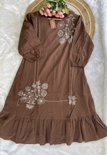 AV122- Pure Jaipur Cotton Embroidery Dress