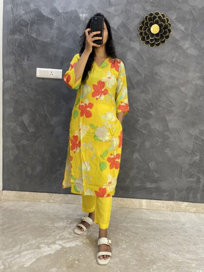 AV120- Premium Muslin Straight Cut 2 Pc Kurta, Pant Set