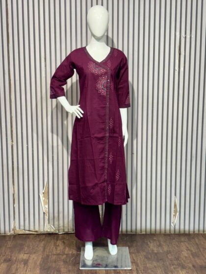 AV138- Premium Dabu Cotton Block print A Line 2Pc Kurta & Pant Set
