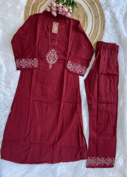 AV135-Premium Flex Cotton Hand Block Print  Straight Cut 2Pc Kurta & Pant Set