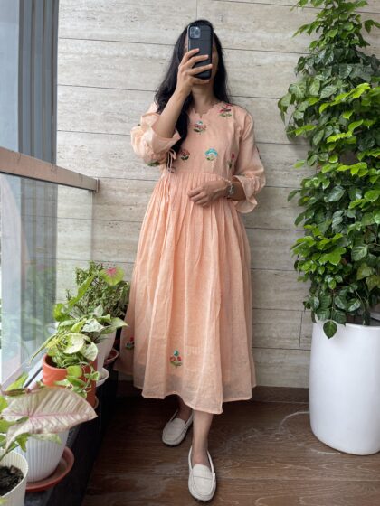 Seetha- Premium Kota Dress With Cotton Lining and Hand Embroidery