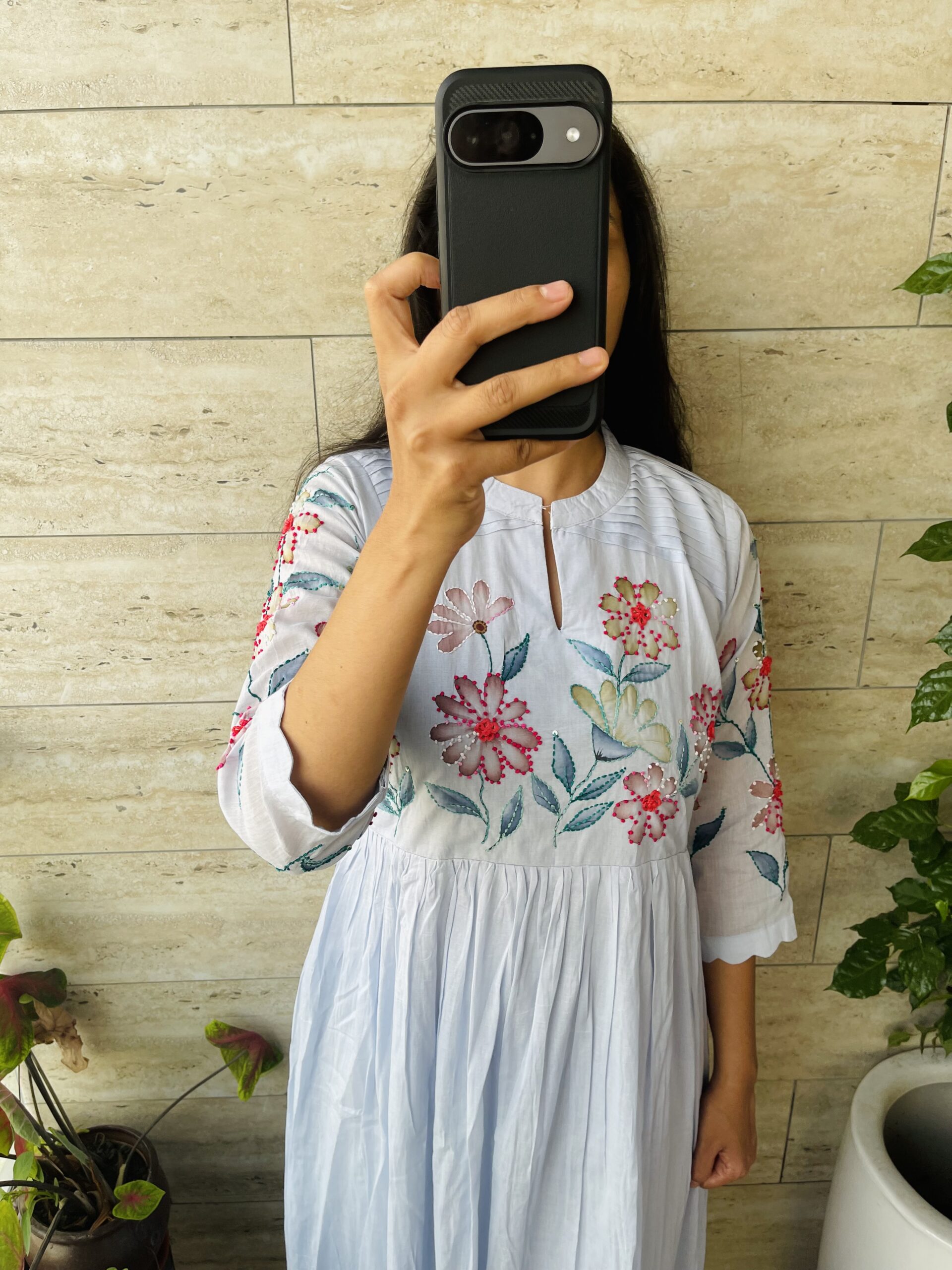 Aarya - Mul Cotton Dress With Cotton Lining and Hand Embroidery - Image 2